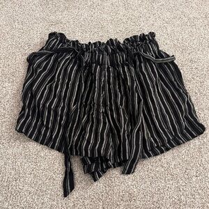 Hollister High Waist Black and White Striped Shorts